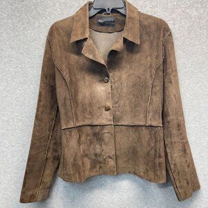 Express Suede Jacket Womens Medium Brown Vintage Long Sleeve